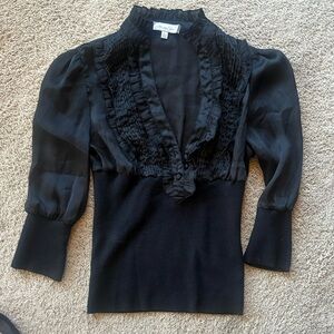 Gothic Victoriana satin ruffle bodice blouse